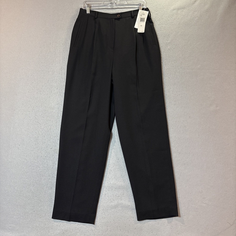 Evan Picone Womens High Rise Pleated Dress Pants Black Size 12 NWT